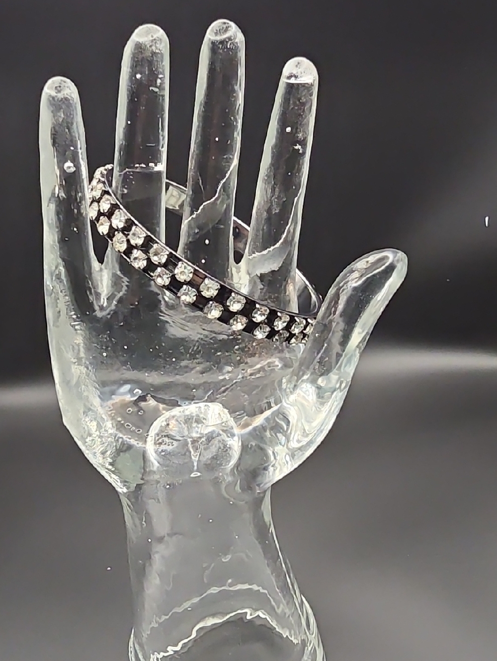 Crystal-Accented Black Cuff Bracelet - Women Jewelry